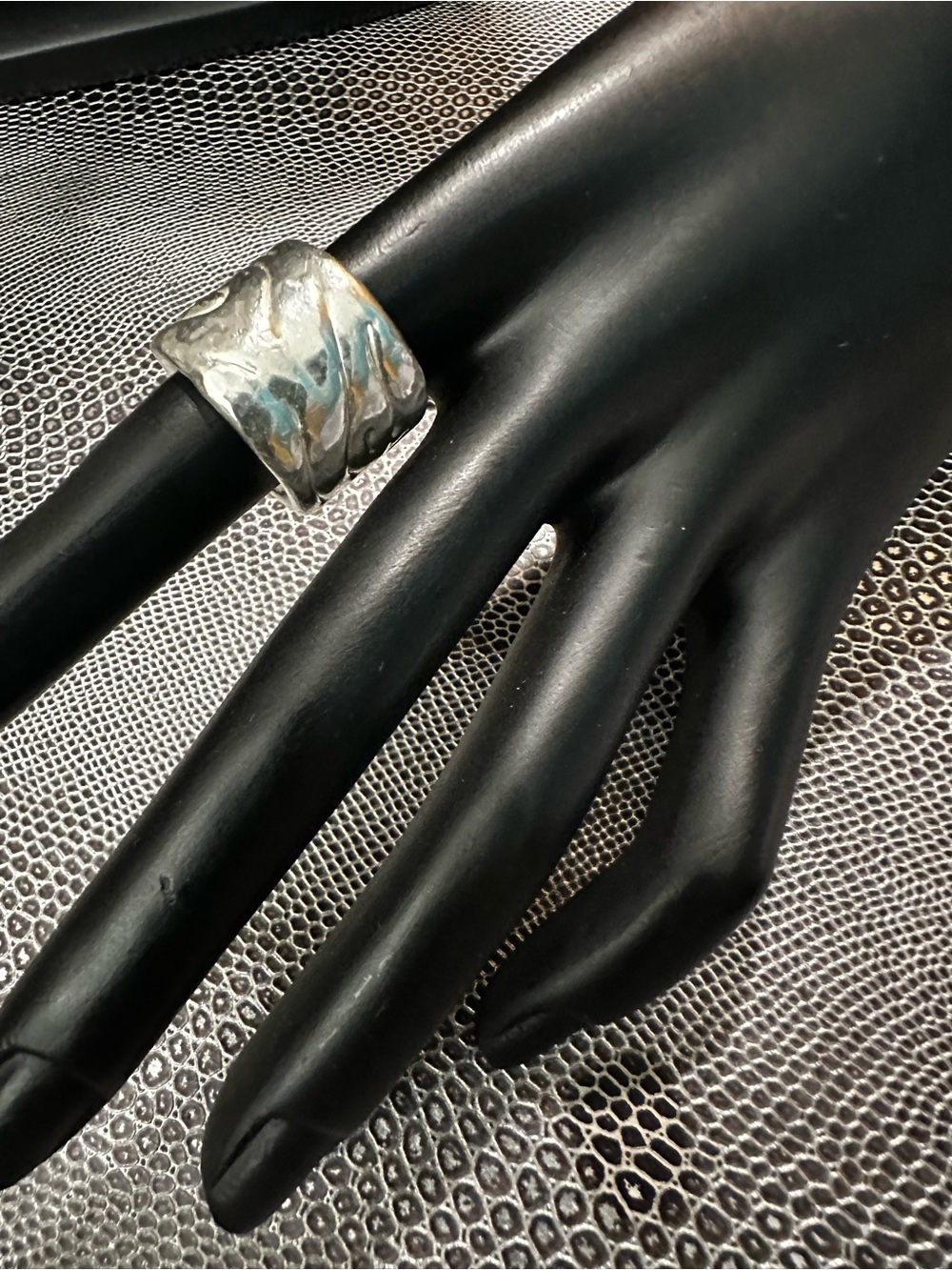 Bat-Ami sterling silver electroform Wide Band vintage Ring